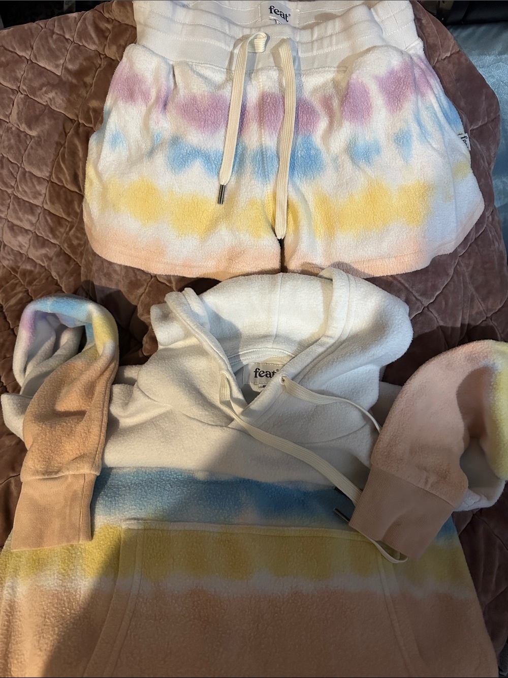 Feat xs fit like M Pastel Tie-Dye Terry Hoodie & Shorts Set